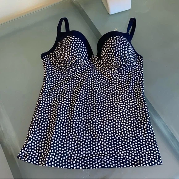 BODEN Navy and White Tankini Top Size 34C - Picture 2 of 8